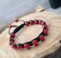 Дитячий браслет шамбала із коралу 6мм