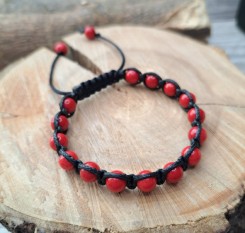 Дитячий браслет шамбала із коралу 6мм