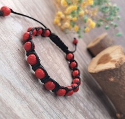 Дитячий браслет шамбала із коралу 6мм