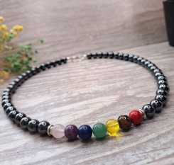 Буси-гармонізатор із гематиту і каменів по чакрам