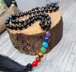 Буддійські чотки на 54 камені агату та 7 каменів по чакрам