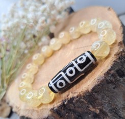 Браслет із цитрином і Дзи 9 очей "Дев'ять шляхів до успіху"